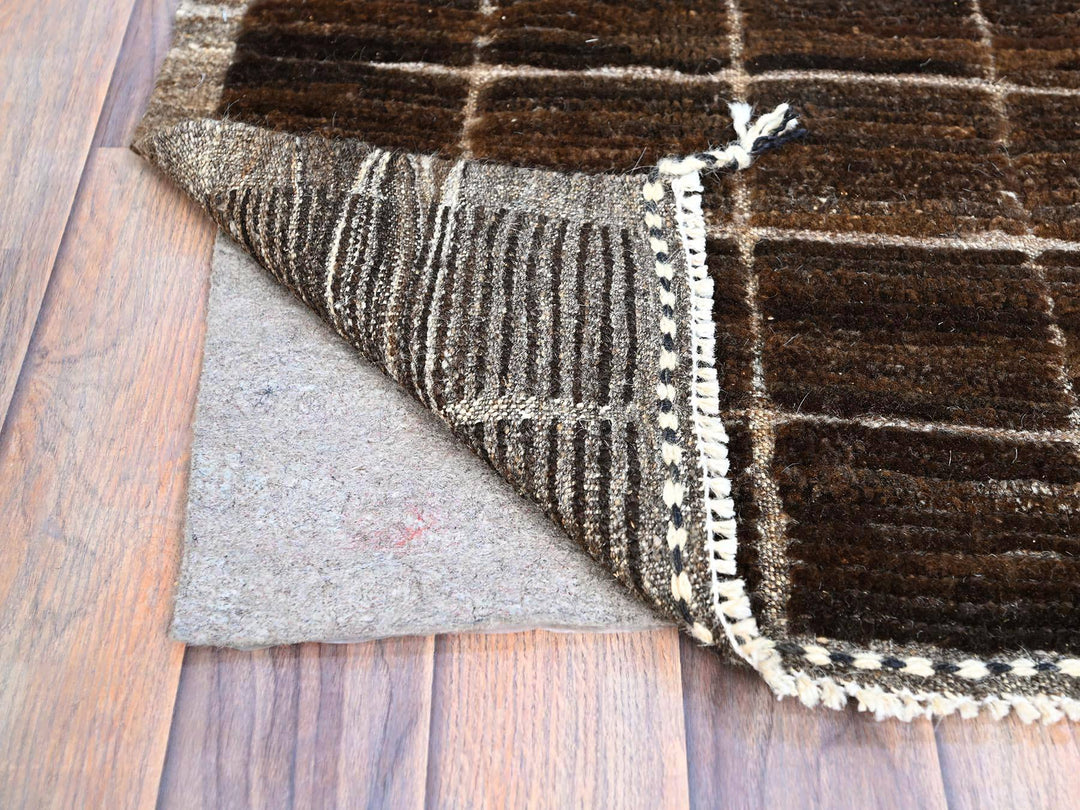 1'8" x 2'0" New Hand Knotted Brown Wool Square Oriental Rug - MOA102246