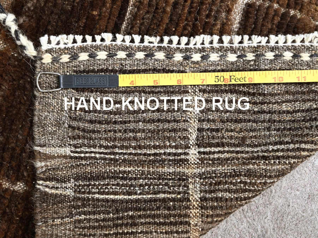 1'8" x 2'0" New Hand Knotted Brown Wool Square Oriental Rug - MOA102246