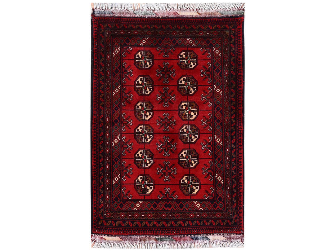 2'2" x 3'1" New Hand Knotted Red Wool Rectangle Oriental Rug - MOA1022470