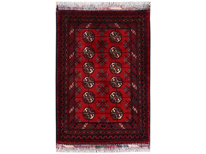 2'2" x 3'1" New Hand Knotted Red Wool Rectangle Oriental Rug - MOA1022470