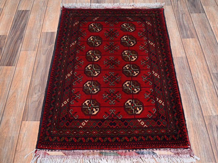 2'2" x 3'1" New Hand Knotted Red Wool Rectangle Oriental Rug - MOA1022470