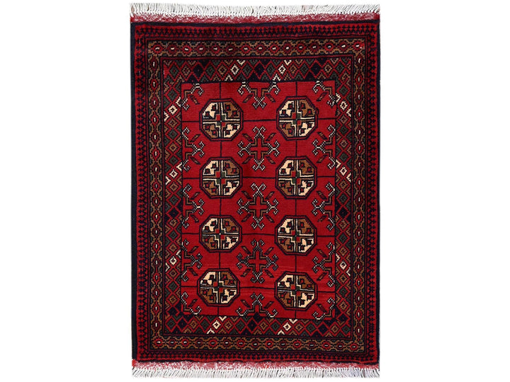 2'0" x 2'10" New Hand Knotted Red Wool Rectangle Oriental Rug - MOA1022471
