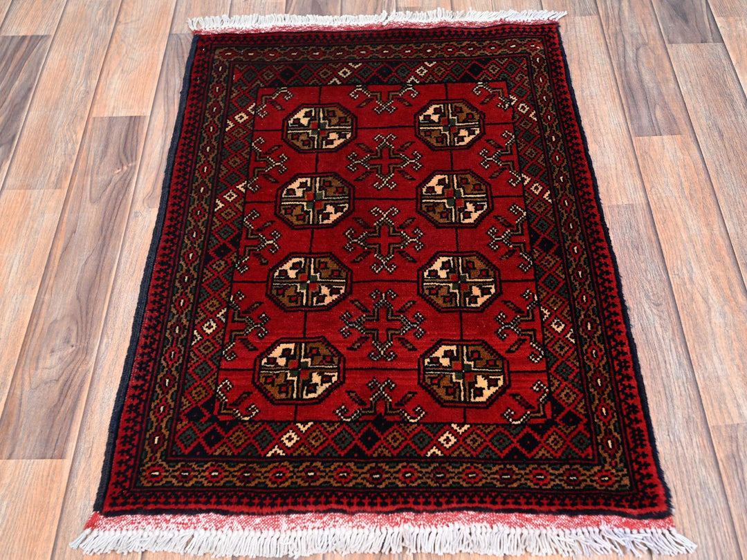 2'0" x 2'10" New Hand Knotted Red Wool Rectangle Oriental Rug - MOA1022471