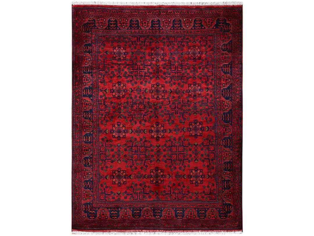 4'11" x 6'5" New Hand Knotted Red Wool Rectangle Oriental Rug - MOA1022472