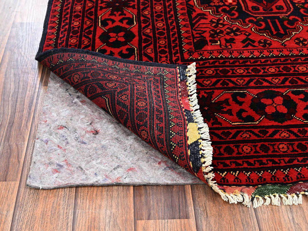5'1" x 6'5" New Hand Knotted Red Wool Rectangle Oriental Rug - MOA1022473