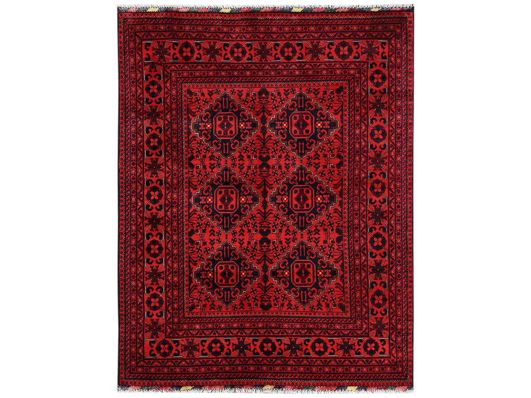 4'11" x 6'5" New Hand Knotted Red Wool Rectangle Oriental Rug - MOA1022474