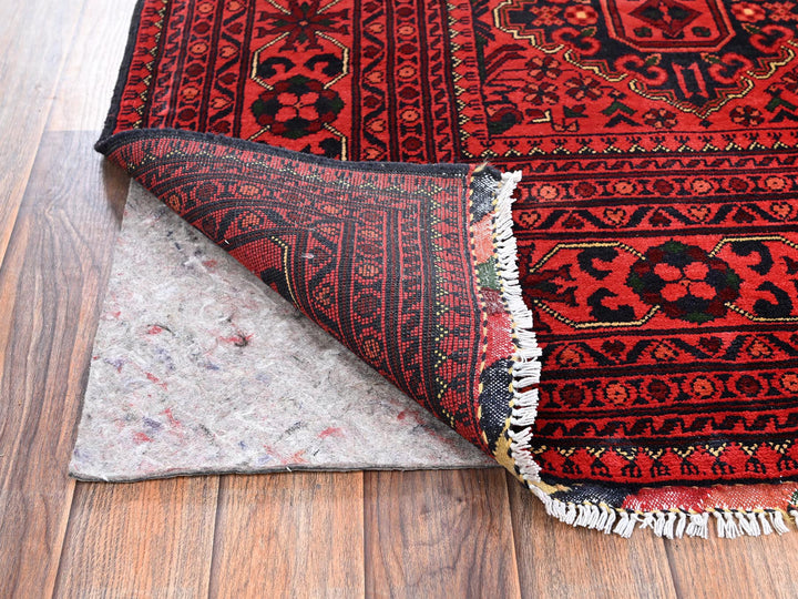 4'11" x 6'5" New Hand Knotted Red Wool Rectangle Oriental Rug - MOA1022474