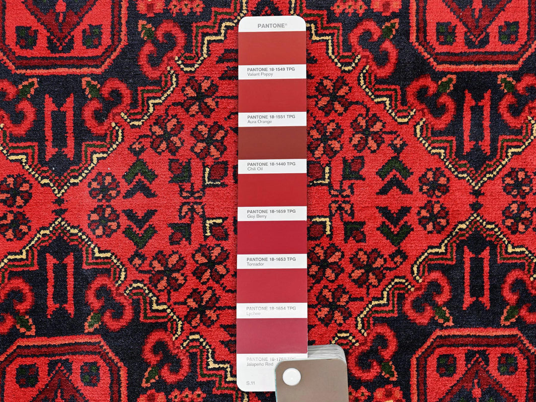 4'11" x 6'5" New Hand Knotted Red Wool Rectangle Oriental Rug - MOA1022474
