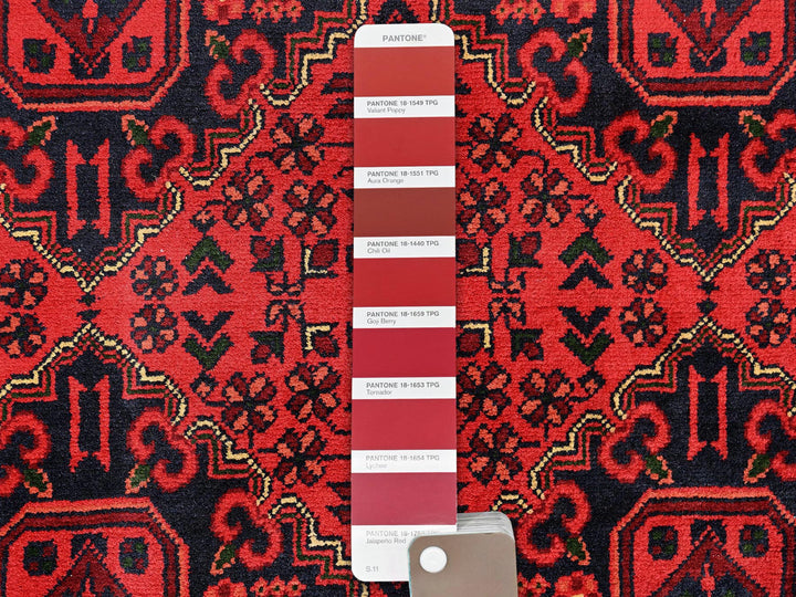 4'11" x 6'5" New Hand Knotted Red Wool Rectangle Oriental Rug - MOA1022474