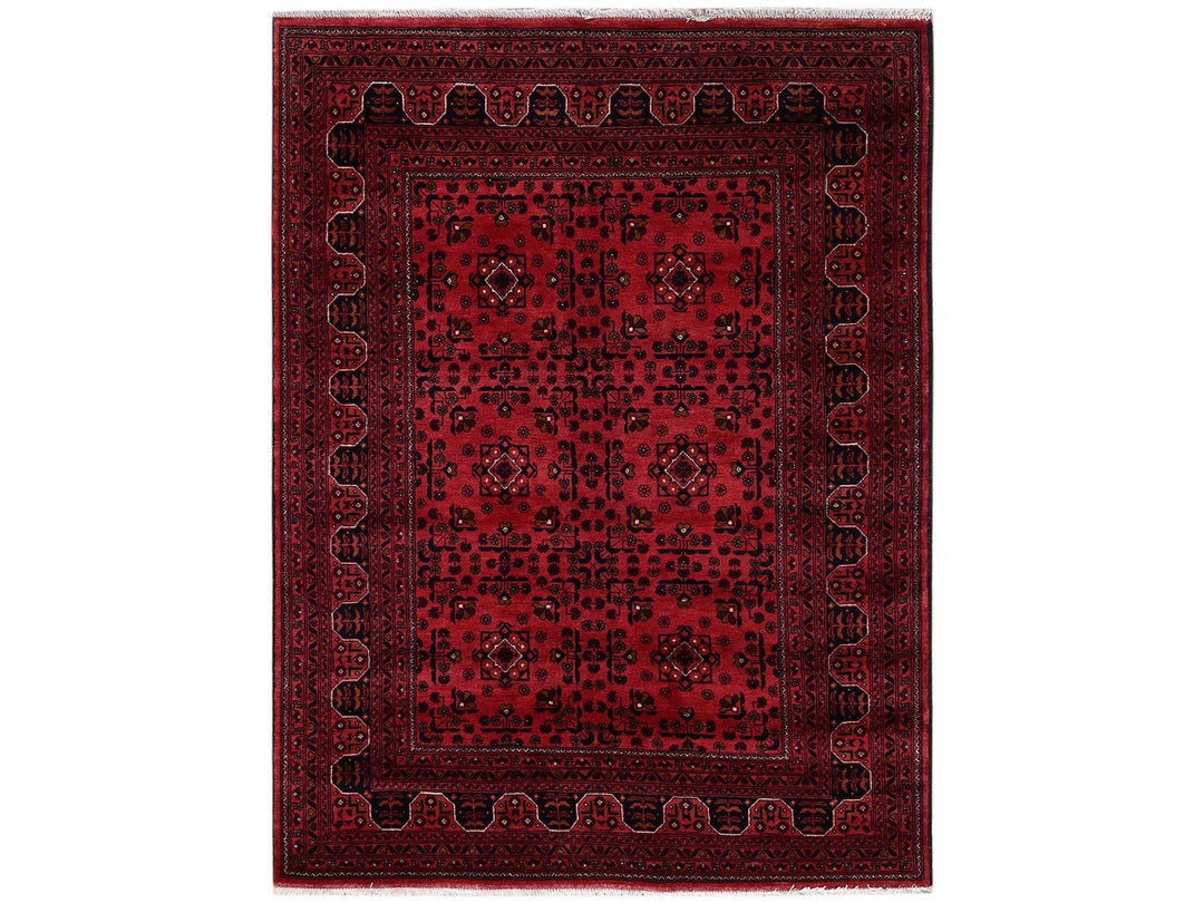 5'0" x 6'7" New Hand Knotted Red Wool Rectangle Oriental Rug - MOA1022475