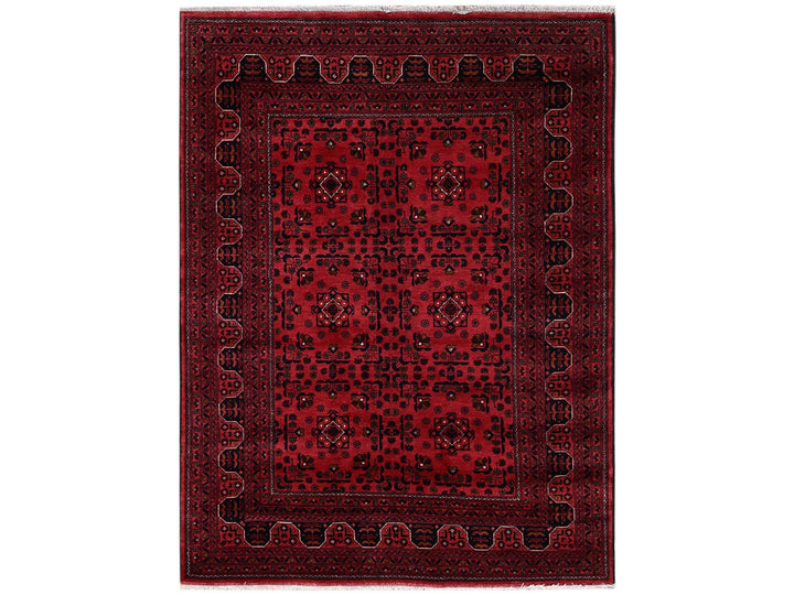 5'0" x 6'7" New Hand Knotted Red Wool Rectangle Oriental Rug - MOA1022475