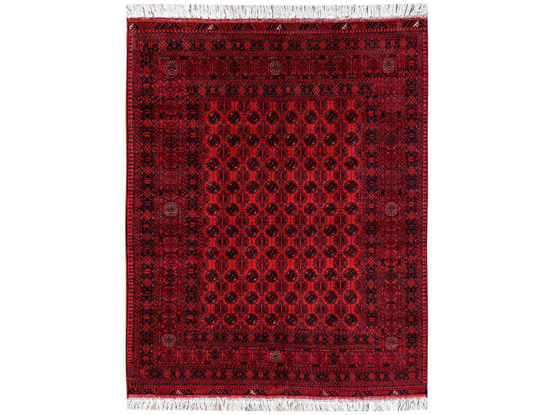 5'2" x 6'5" New Hand Knotted Red Wool Rectangle Oriental Rug - MOA1022476