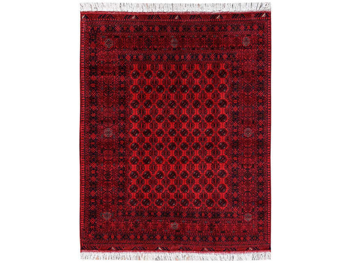 5'2" x 6'5" New Hand Knotted Red Wool Rectangle Oriental Rug - MOA1022476