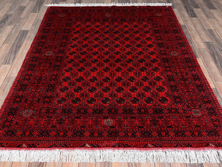 5'2" x 6'5" New Hand Knotted Red Wool Rectangle Oriental Rug - MOA1022476