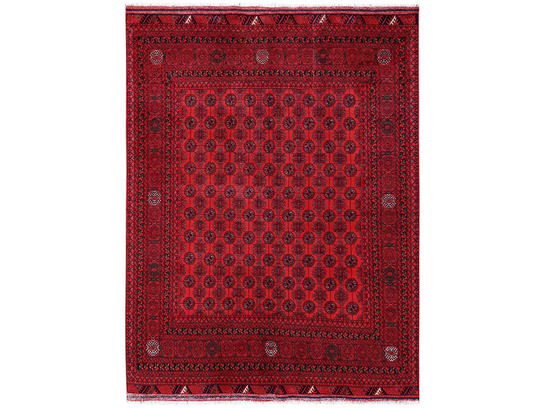 4'11" x 6'5" New Hand Knotted Red Wool Rectangle Oriental Rug - MOA1022477