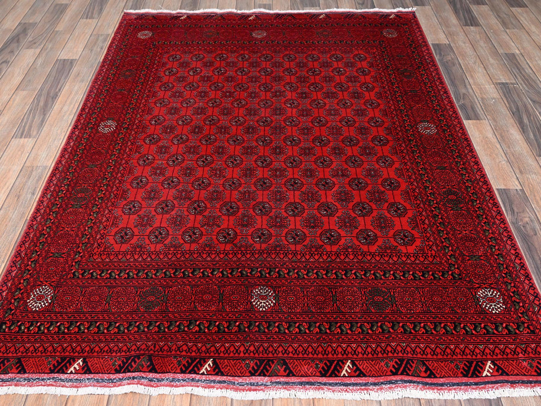 4'11" x 6'5" New Hand Knotted Red Wool Rectangle Oriental Rug - MOA1022477