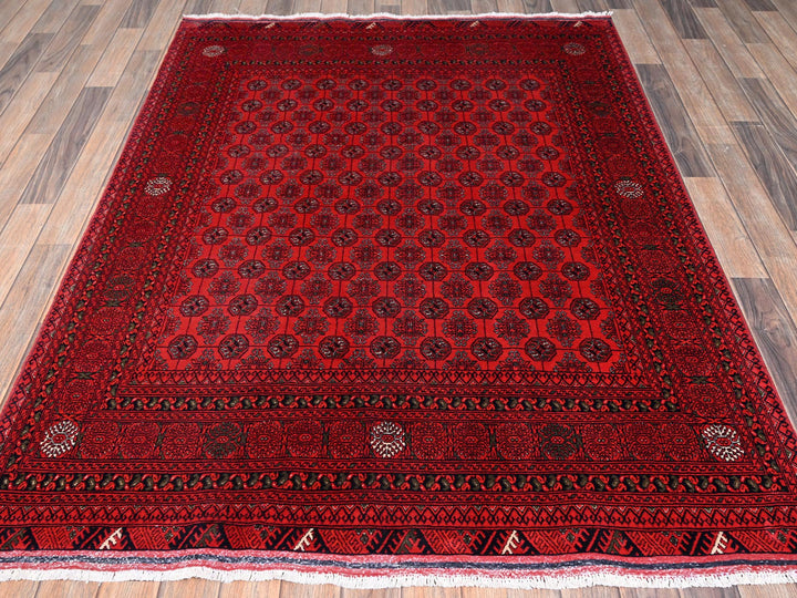 4'11" x 6'5" New Hand Knotted Red Wool Rectangle Oriental Rug - MOA1022477