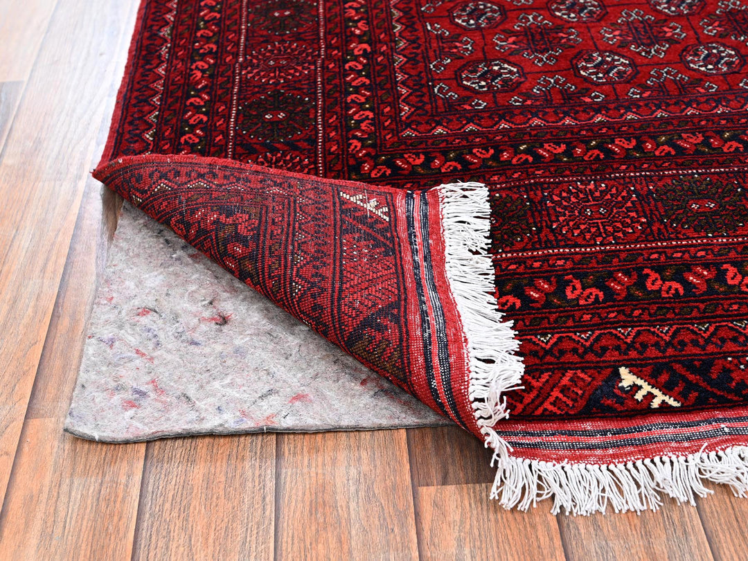 4'11" x 6'5" New Hand Knotted Red Wool Rectangle Oriental Rug - MOA1022478