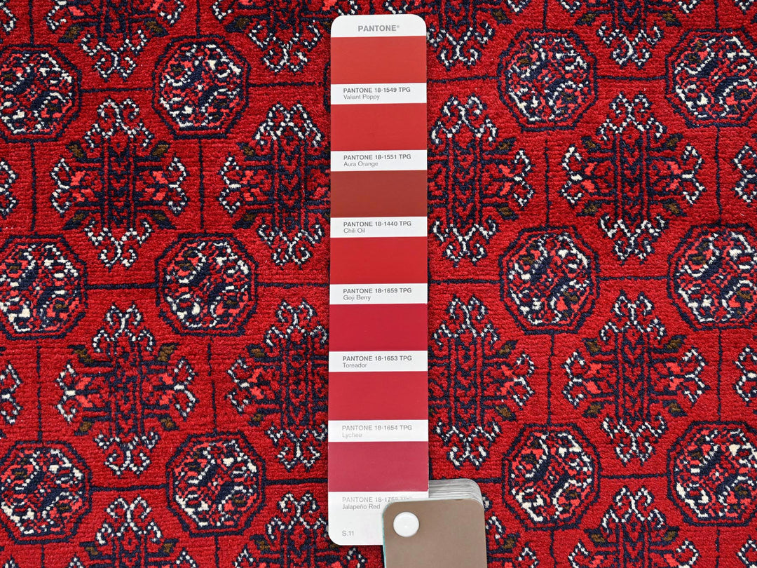 4'11" x 6'5" New Hand Knotted Red Wool Rectangle Oriental Rug - MOA1022478
