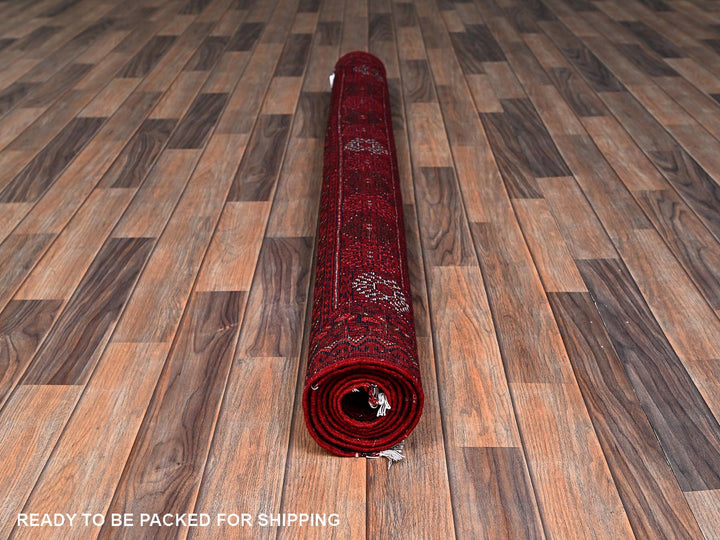4'11" x 6'5" New Hand Knotted Red Wool Rectangle Oriental Rug - MOA1022478