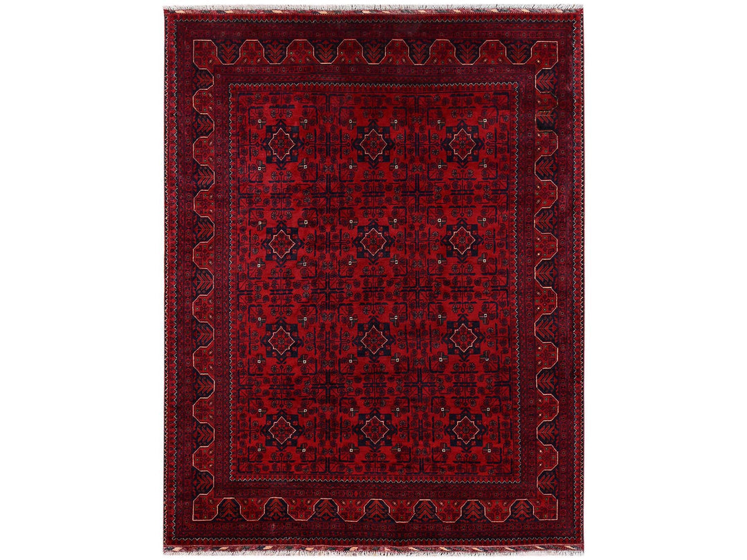 5'7" x 7'4" New Hand Knotted Red Wool Rectangle Oriental Rug - MOA1022479