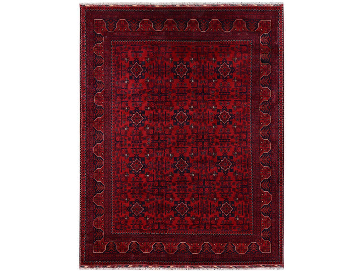 5'7" x 7'4" New Hand Knotted Red Wool Rectangle Oriental Rug - MOA1022479