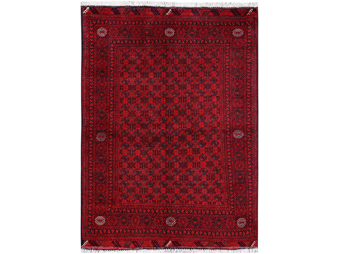 4'9" x 6'5" New Hand Knotted Red Wool Rectangle Oriental Rug - MOA1022480