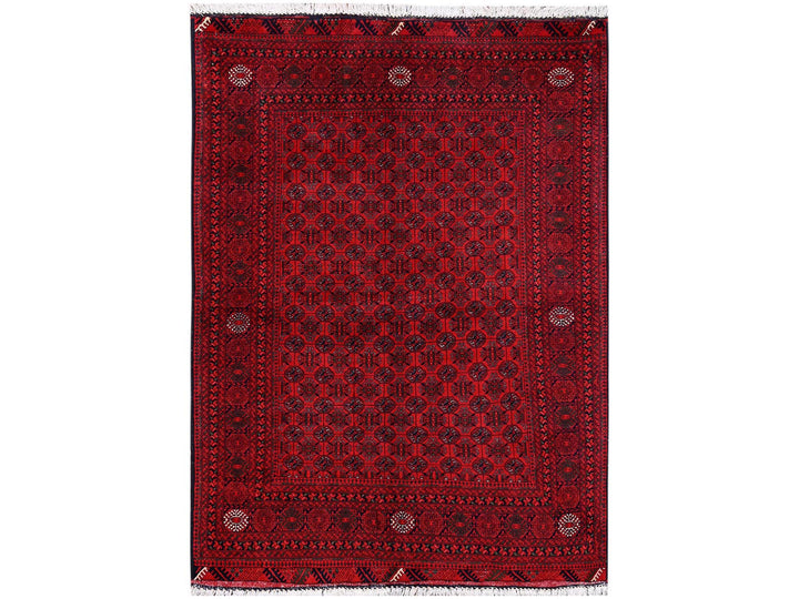 4'9" x 6'5" New Hand Knotted Red Wool Rectangle Oriental Rug - MOA1022480