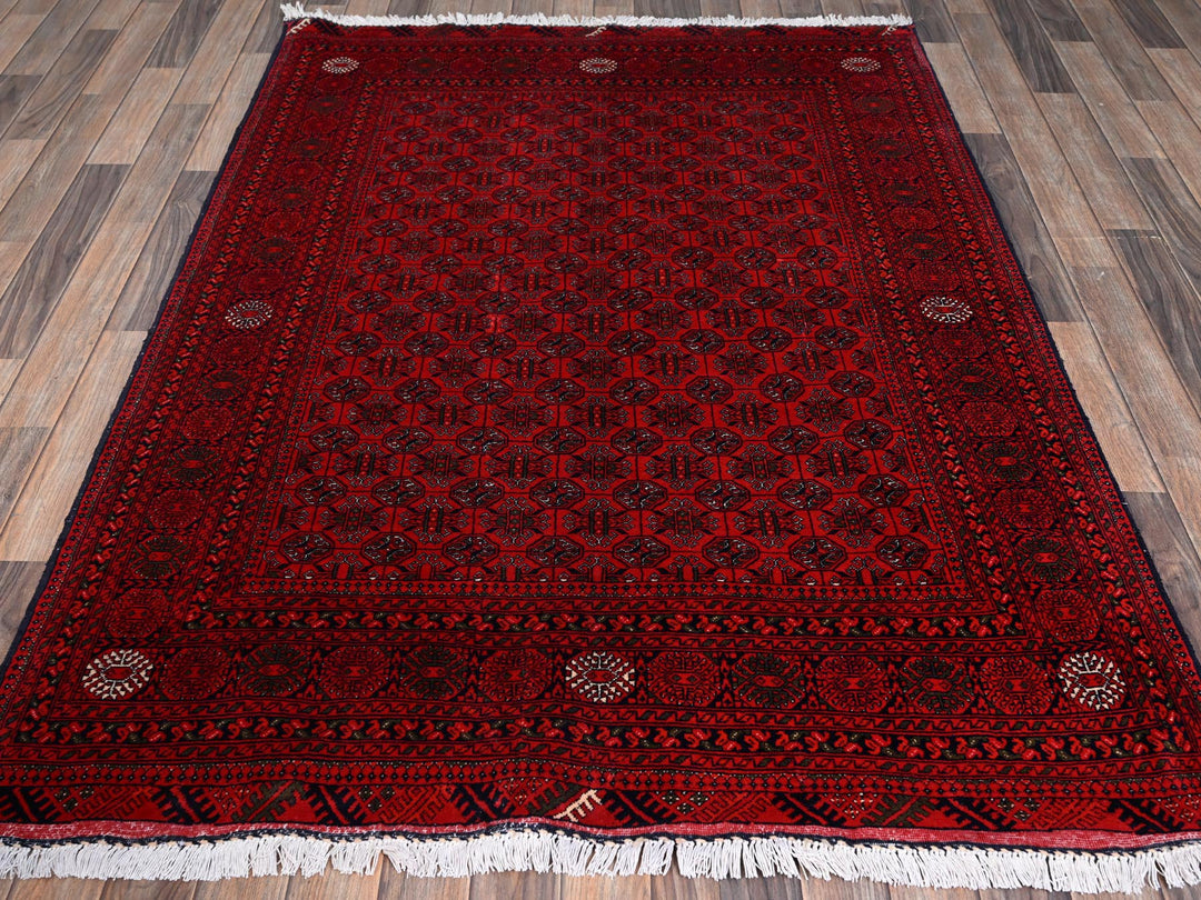 4'9" x 6'5" New Hand Knotted Red Wool Rectangle Oriental Rug - MOA1022480