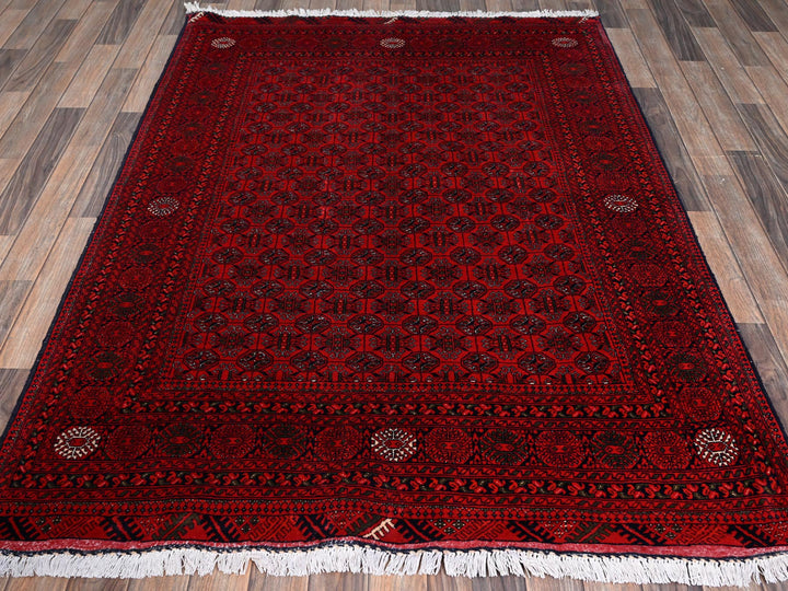 4'9" x 6'5" New Hand Knotted Red Wool Rectangle Oriental Rug - MOA1022480