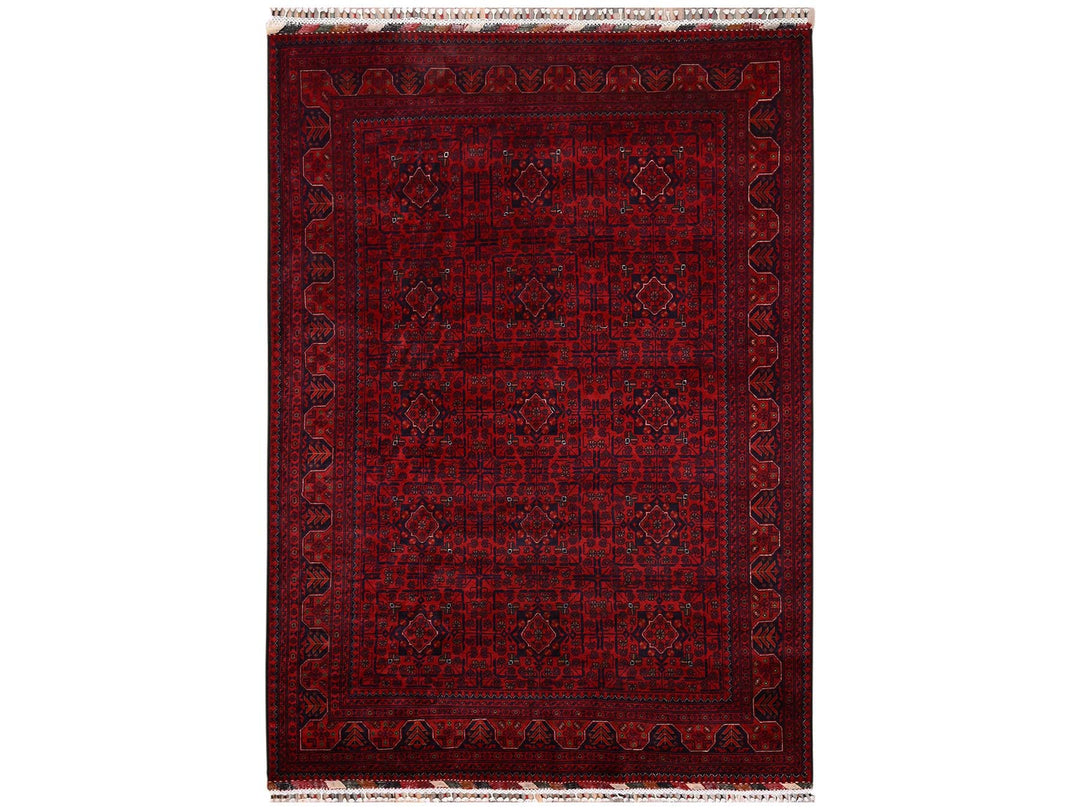 5'6" x 7'8" New Hand Knotted Red Wool Rectangle Oriental Rug - MOA1022481