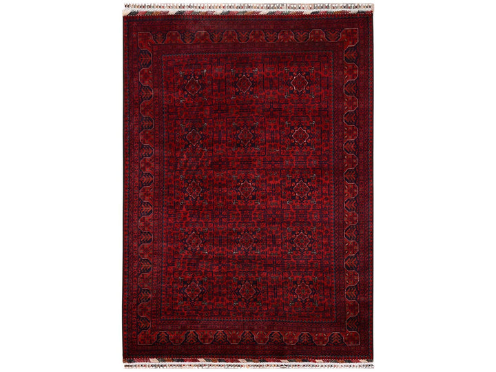 5'6" x 7'8" New Hand Knotted Red Wool Rectangle Oriental Rug - MOA1022481