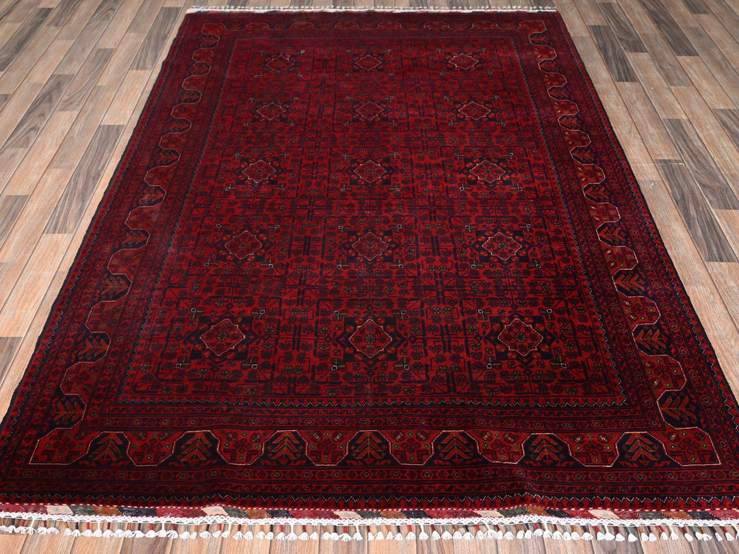 5'6" x 7'8" New Hand Knotted Red Wool Rectangle Oriental Rug - MOA1022481