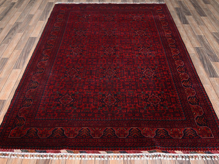 5'6" x 7'8" New Hand Knotted Red Wool Rectangle Oriental Rug - MOA1022481