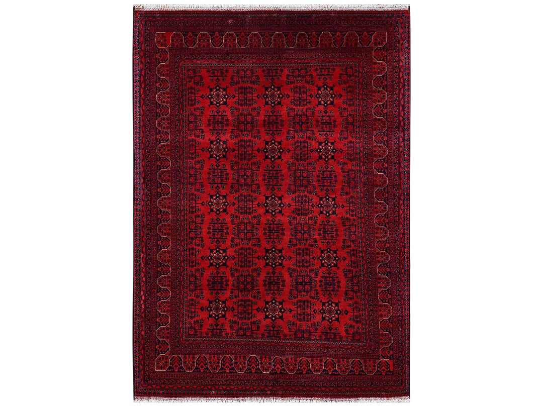 5'7" x 7'11" New Hand Knotted Red Wool Rectangle Oriental Rug - MOA1022482
