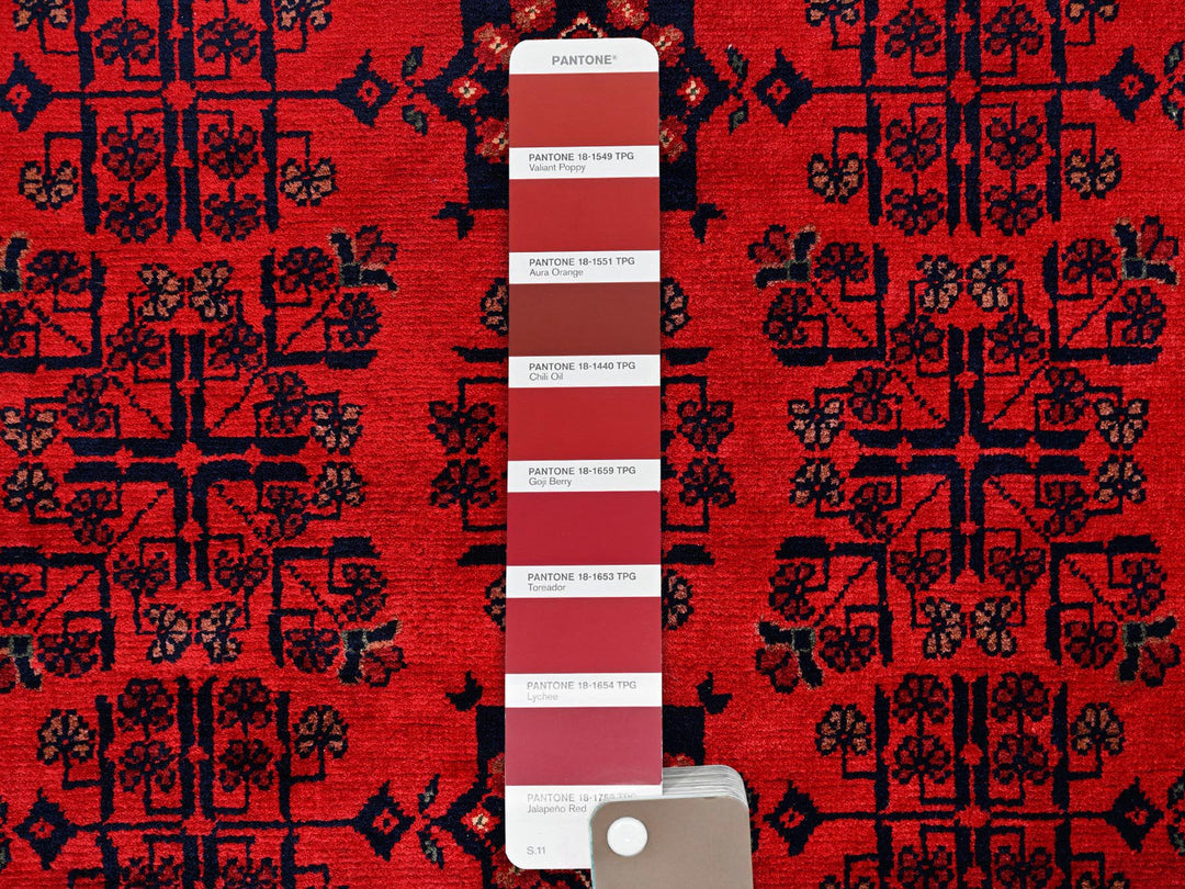 5'7" x 7'11" New Hand Knotted Red Wool Rectangle Oriental Rug - MOA1022482