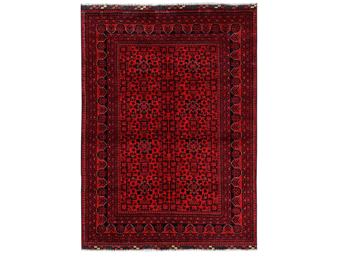 5'8" x 7'7" New Hand Knotted Red Wool Rectangle Oriental Rug - MOA1022483