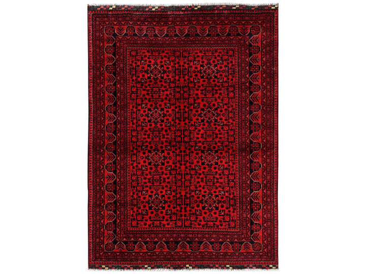 5'8" x 7'7" New Hand Knotted Red Wool Rectangle Oriental Rug - MOA1022483