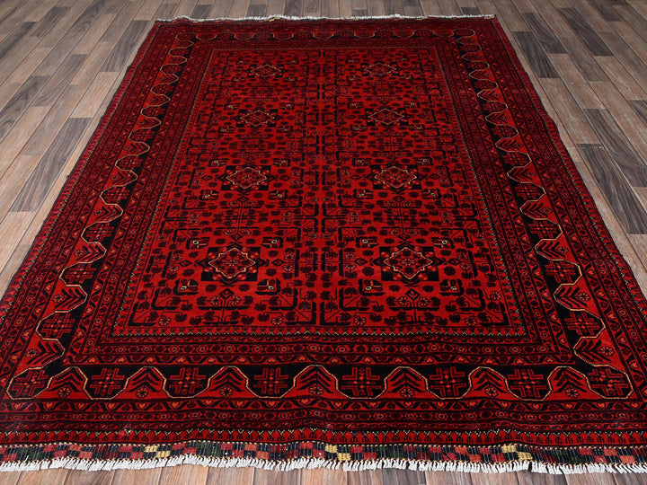 5'8" x 7'7" New Hand Knotted Red Wool Rectangle Oriental Rug - MOA1022483