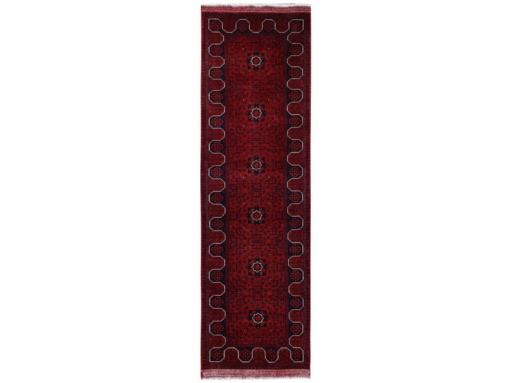 2'9" x 9'7" New Hand Knotted Red Wool Runner Oriental Rug - MOA1022484
