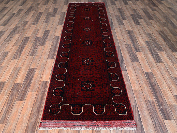2'9" x 9'7" New Hand Knotted Red Wool Runner Oriental Rug - MOA1022484