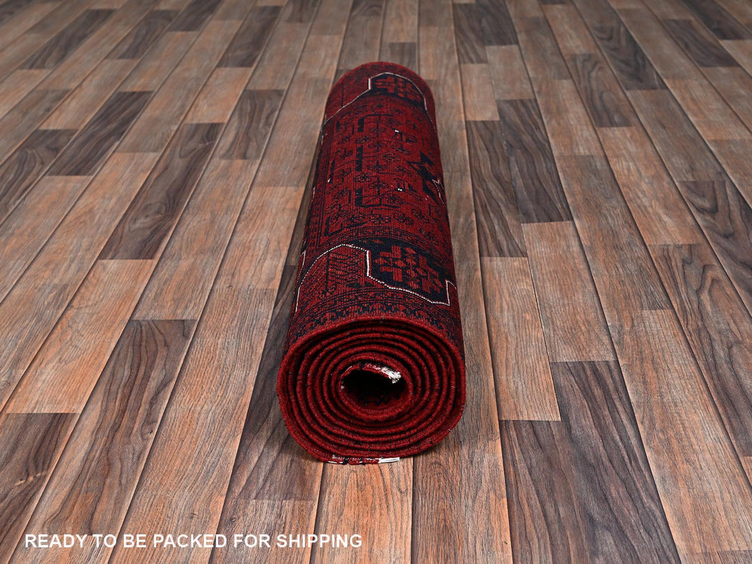 2'9" x 9'7" New Hand Knotted Red Wool Runner Oriental Rug - MOA1022484