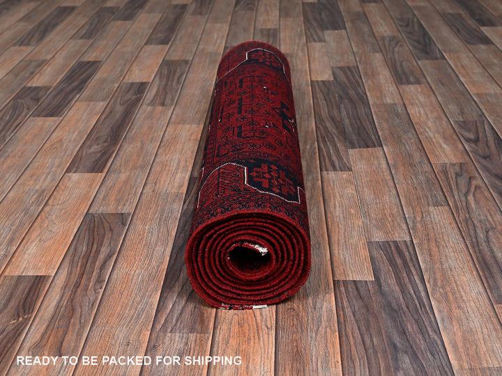 2'9" x 9'7" New Hand Knotted Red Wool Runner Oriental Rug - MOA1022484