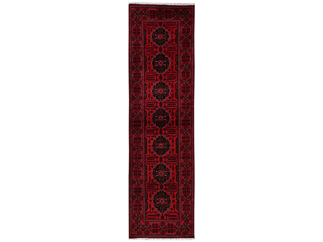 2'7" x 9'7" New Hand Knotted Red Wool Runner Oriental Rug - MOA1022485