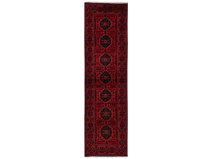2'7" x 9'7" New Hand Knotted Red Wool Runner Oriental Rug - MOA1022485