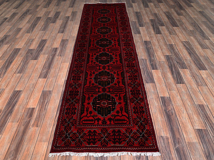 2'7" x 9'7" New Hand Knotted Red Wool Runner Oriental Rug - MOA1022485