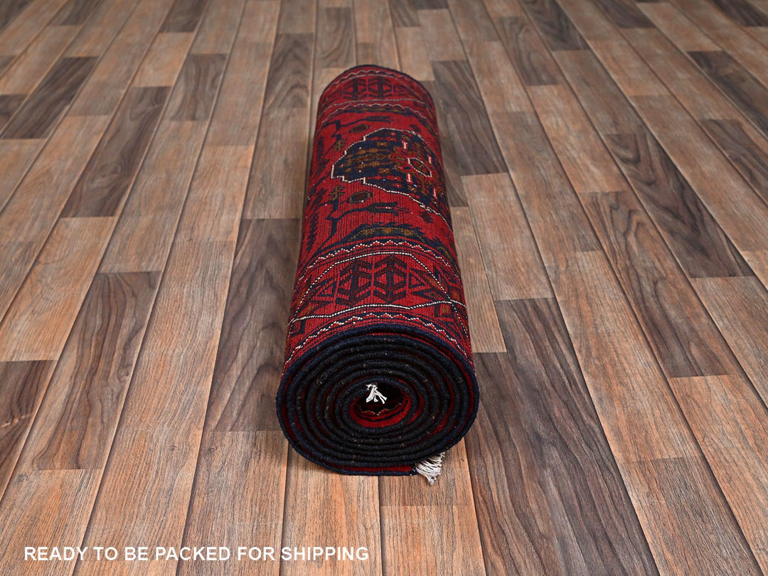 2'7" x 9'7" New Hand Knotted Red Wool Runner Oriental Rug - MOA1022485
