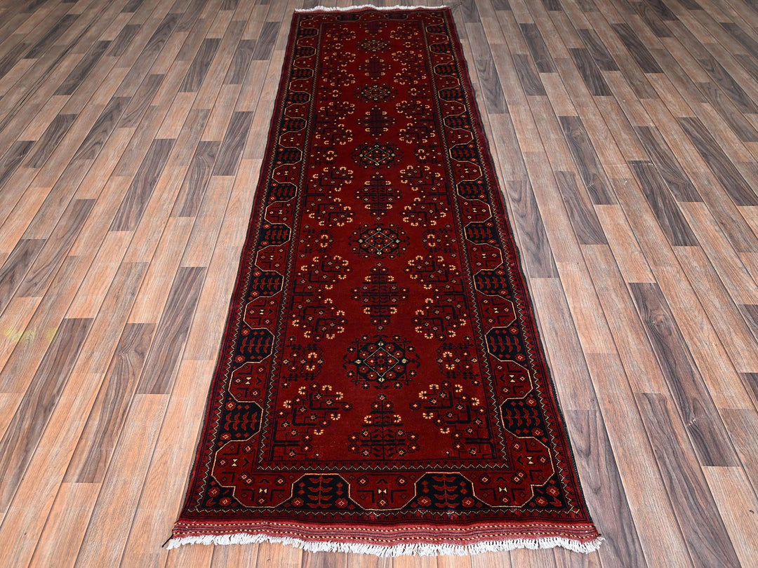 3'0" x 9'6" New Hand Knotted Red Wool Runner Oriental Rug - MOA1022486