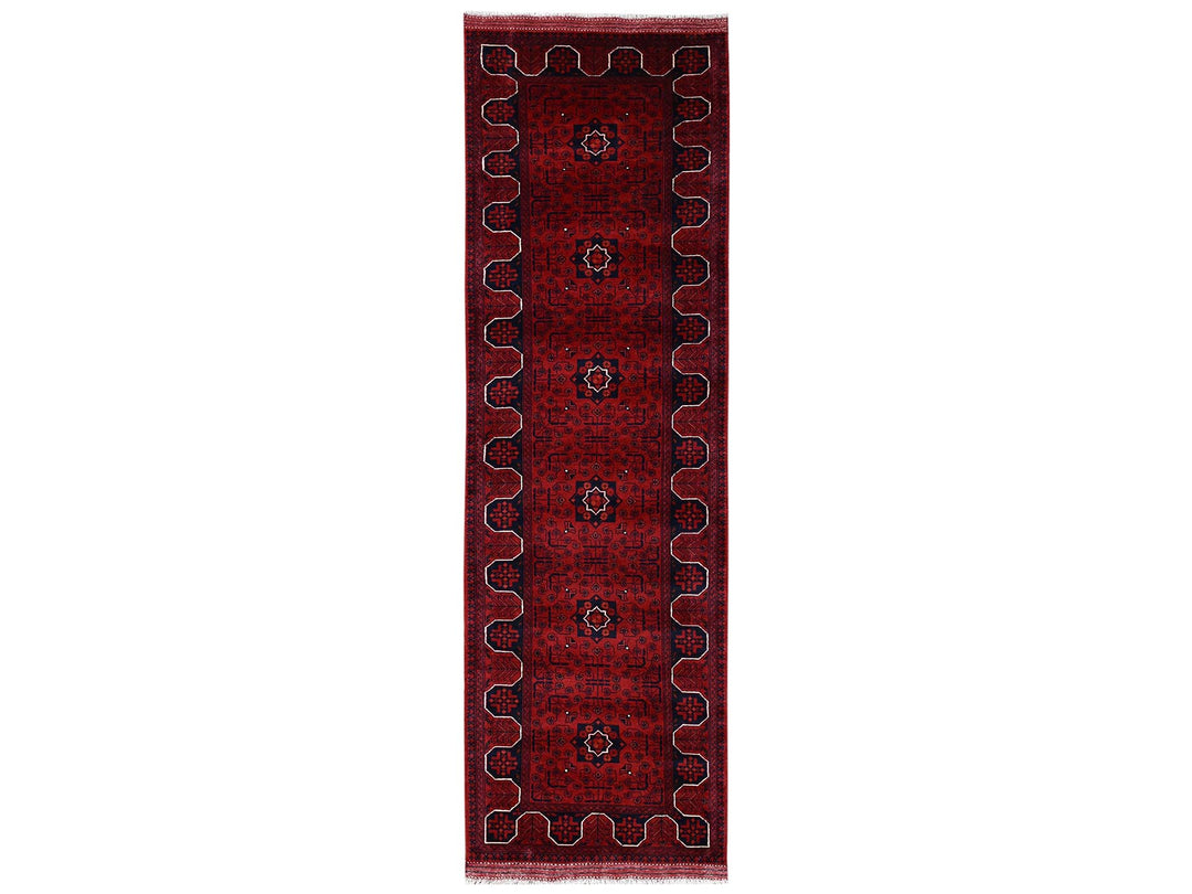 2'9" x 9'7" New Hand Knotted Red Wool Runner Oriental Rug - MOA1022487