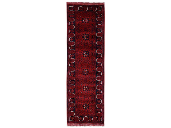 2'9" x 9'7" New Hand Knotted Red Wool Runner Oriental Rug - MOA1022487